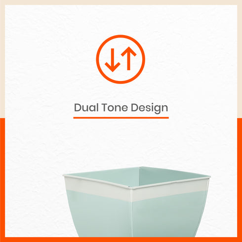 MYLA Metal Square Planters / Pots for Home / Garden / Balcony | Medium – Blue & White